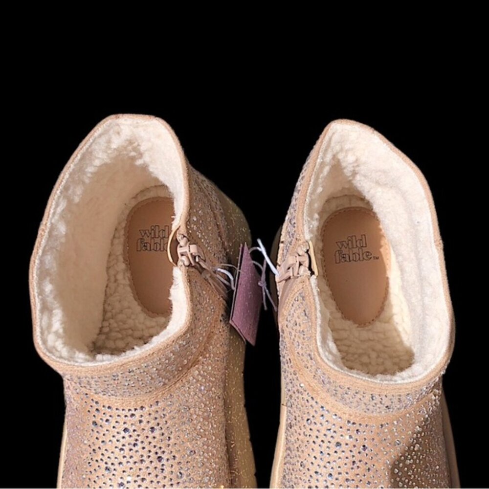 Women’s Tan Rhinestone Platform Ankle Boots, 8 - Picture 6 of 7